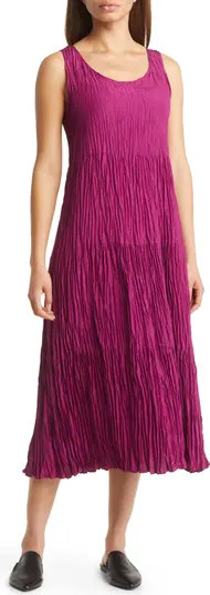 Tiered Pleated Silk Midi Dress | Nordstrom