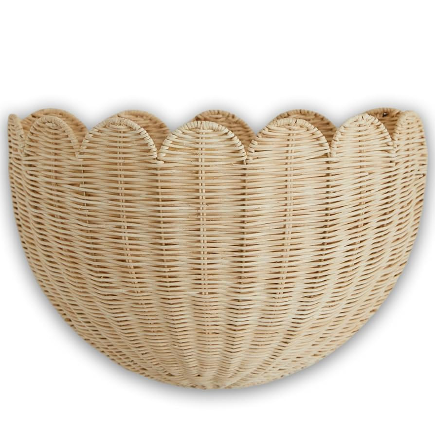 BEBE BASK Scalloped Wicker Wall Basket - The Original - Hand Woven Basket - Scalloped Décor Wall... | Amazon (US)