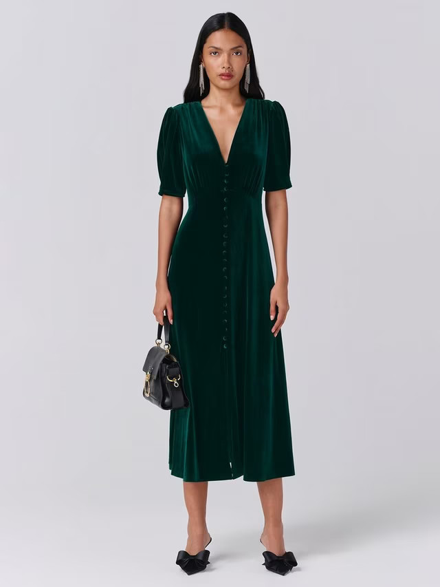 Ghost Madison Short Sleeve V-Neck Dress | John Lewis (UK)