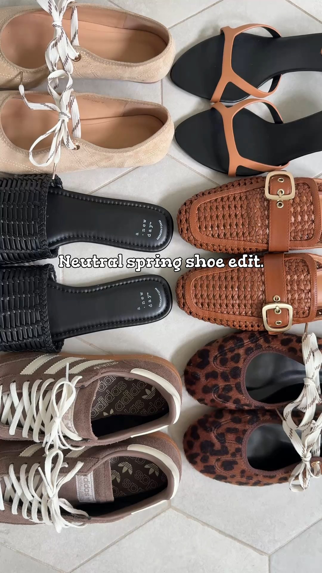 Neutral spring shoes for every occasion. 
The lineup:
• Low-profile sneaker — clean, classic, zero overthinking.
• Woven slide — memory foam comfort + shockingly good price.
• Minimal kitten heel — geometric strap, timeless energy (2+ years strong 🙌).
• “Sneakerinas” — ballet flat meets sporty chic (yes, I own two).
• Woven mule — rich warm brown, elevated buckle, looks $$$.
They all fit tts, except size 1/2 down in adidas’s 

#LTKOver40 #LTKdayinmylife #LTKgrwm