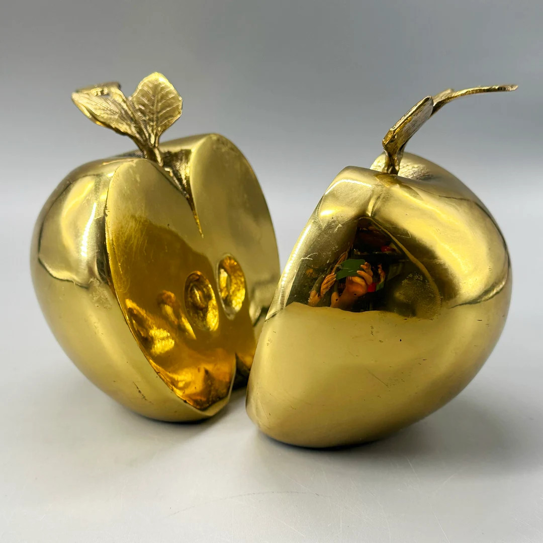 Vintage Brass Mid Century Apple Halves Heavy Bookends - Etsy | Etsy (US)