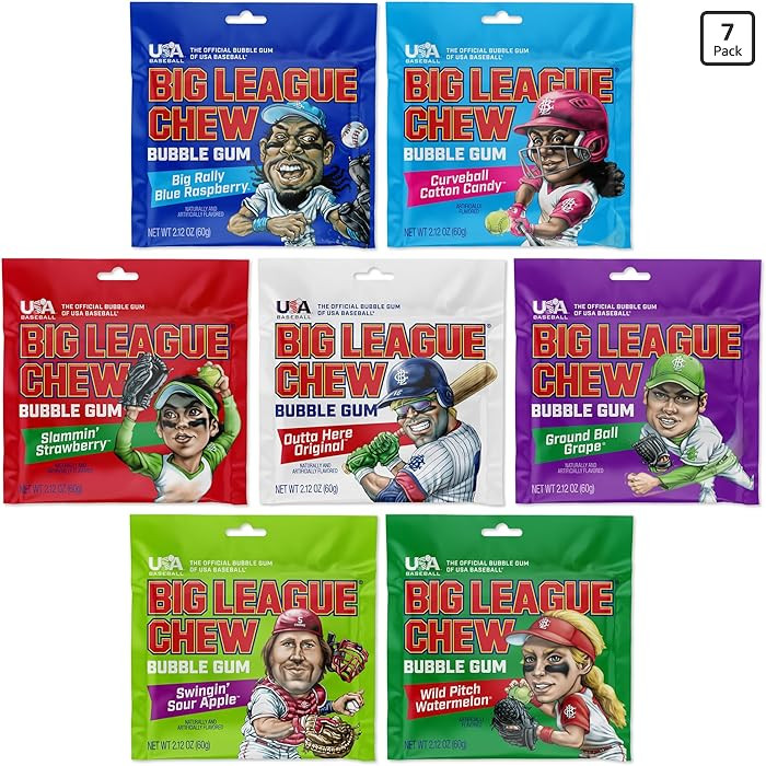 Big League Chew Bulk Variety Pack of 7 \u2013 Classic Baseball Bubble Gum Bulk with 7 Flavors for... | Amazon (US)