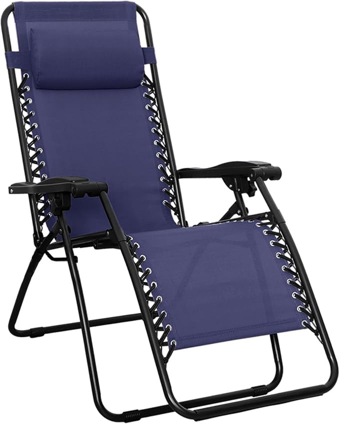 Amazon Basics Outdoor Portable Zero Gravity Reclining Lounge Chair with Headrest Pillow, Textilen... | Amazon (US)