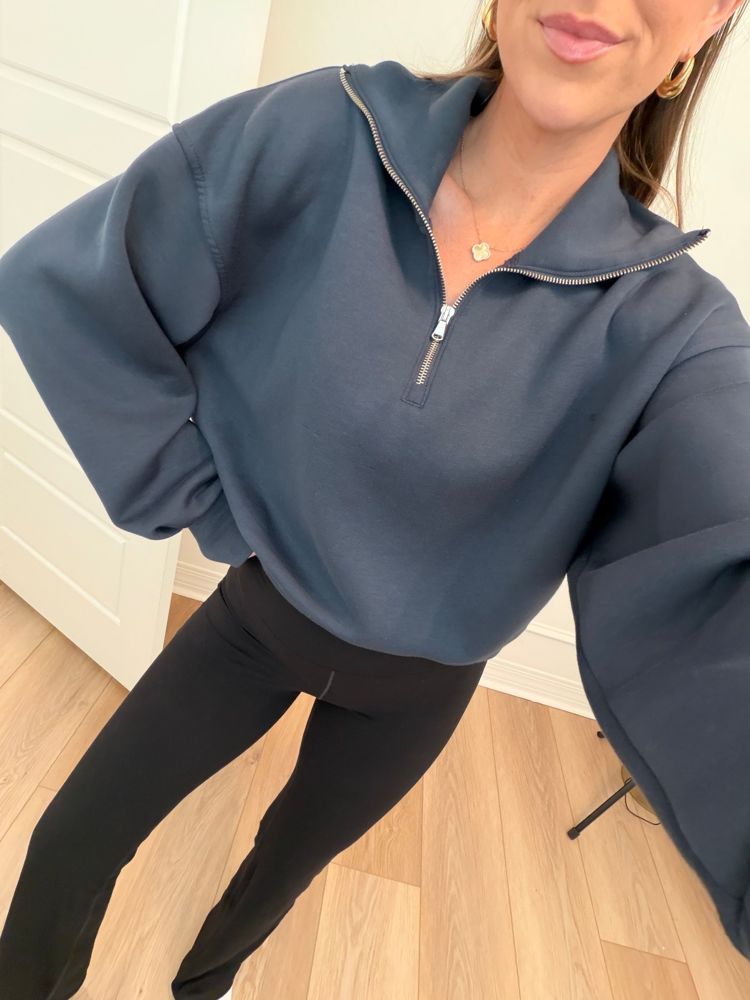 Old Navy is 50% off. I’m wearing a medium in this pullover.