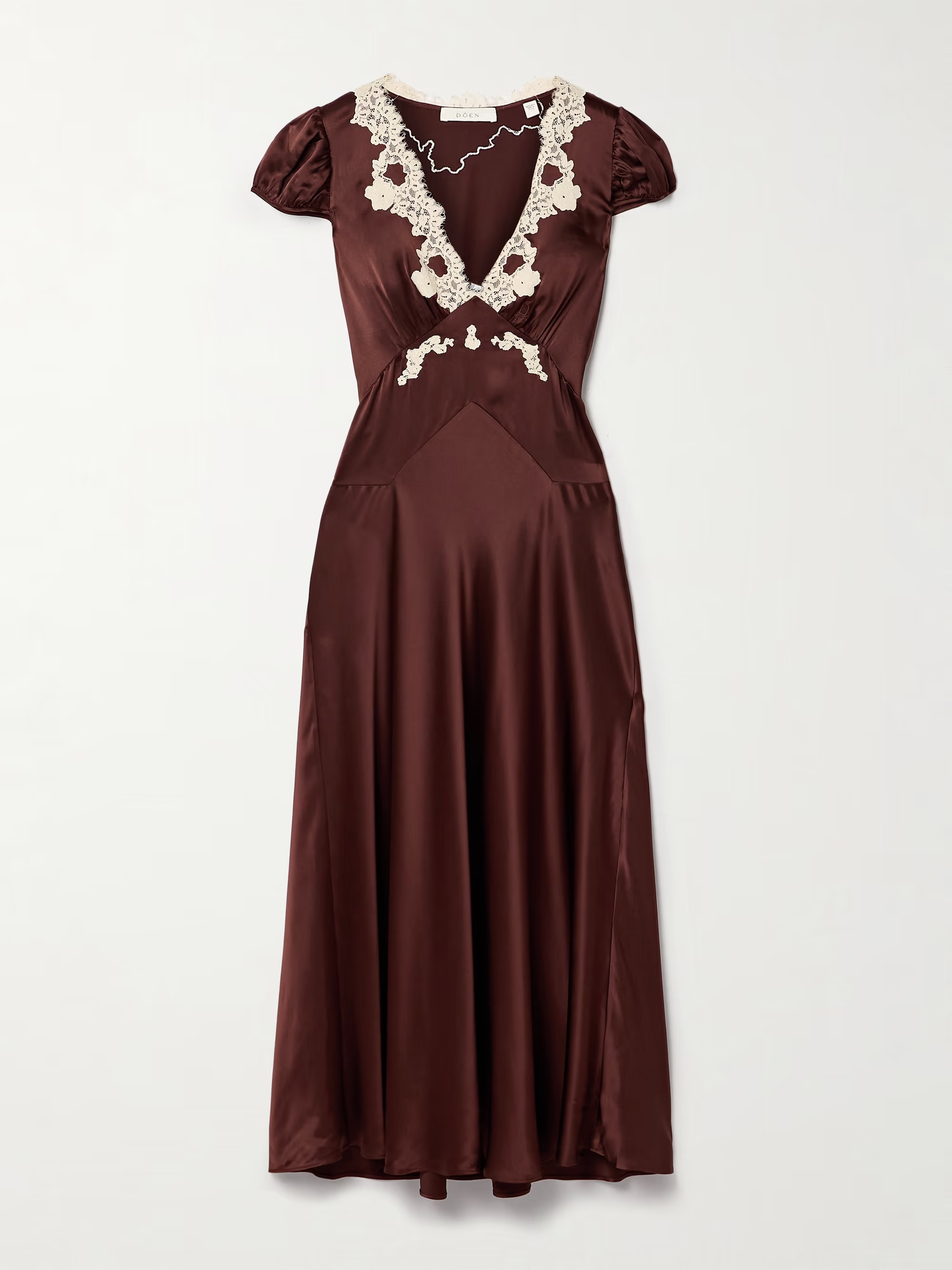 Coraline corded lace-trimmed silk-satin midi dress | NET-A-PORTER (US)