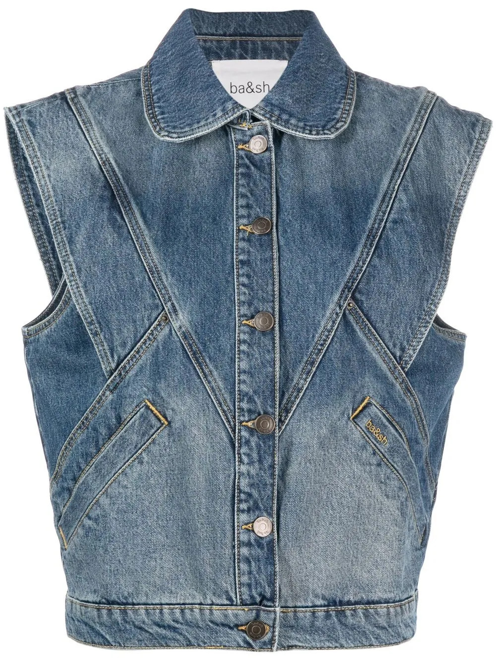 button-up denim vest | Farfetch Global