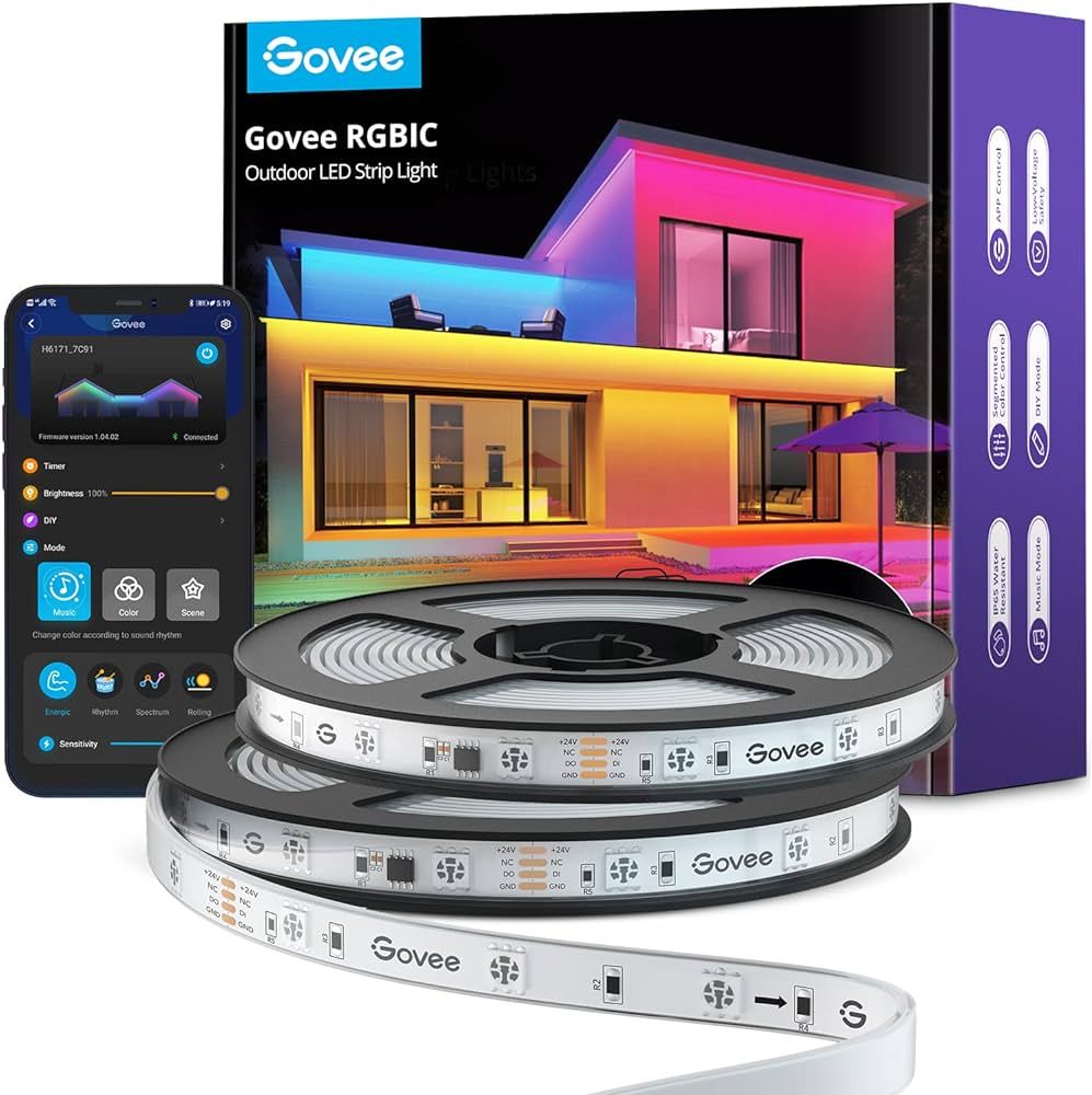 Govee WiFi Outdoor LED Strip Lights Waterproof, Halloween Decorations, Connected 2 Rolls of 32.8f... | Amazon (US)