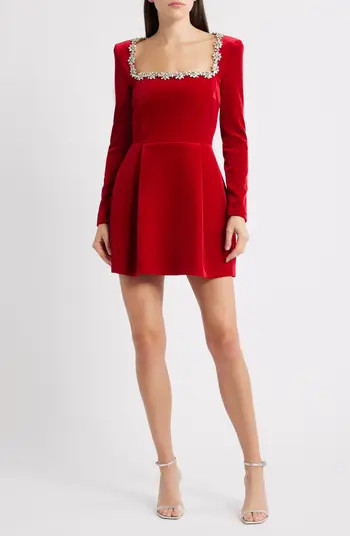 Kimberly Rhinestone Velvet Dress | Nordstrom
