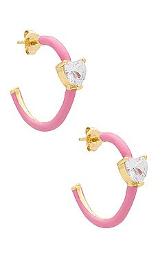 BONBONWHIMS Rainbow Hoop Earrings in Baby Pink from Revolve.com | Revolve Clothing (Global)