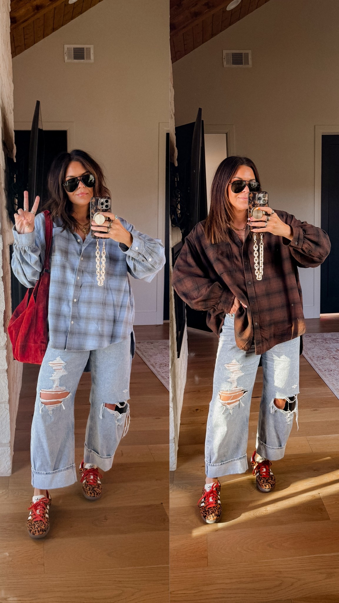 Outfit combo I can’t stop wearing!
Aerie flannel: XL
Barrel Jeans: 31 regular 
Leopard adidas: TTS


#LTKStyleTip #LTKMidsize #LTKFindsUnder50