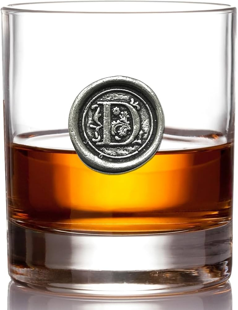 English Pewter Company 11oz Old Fashioned Whiskey Rocks Glass With Monogram Initial - Unique Gift... | Amazon (US)