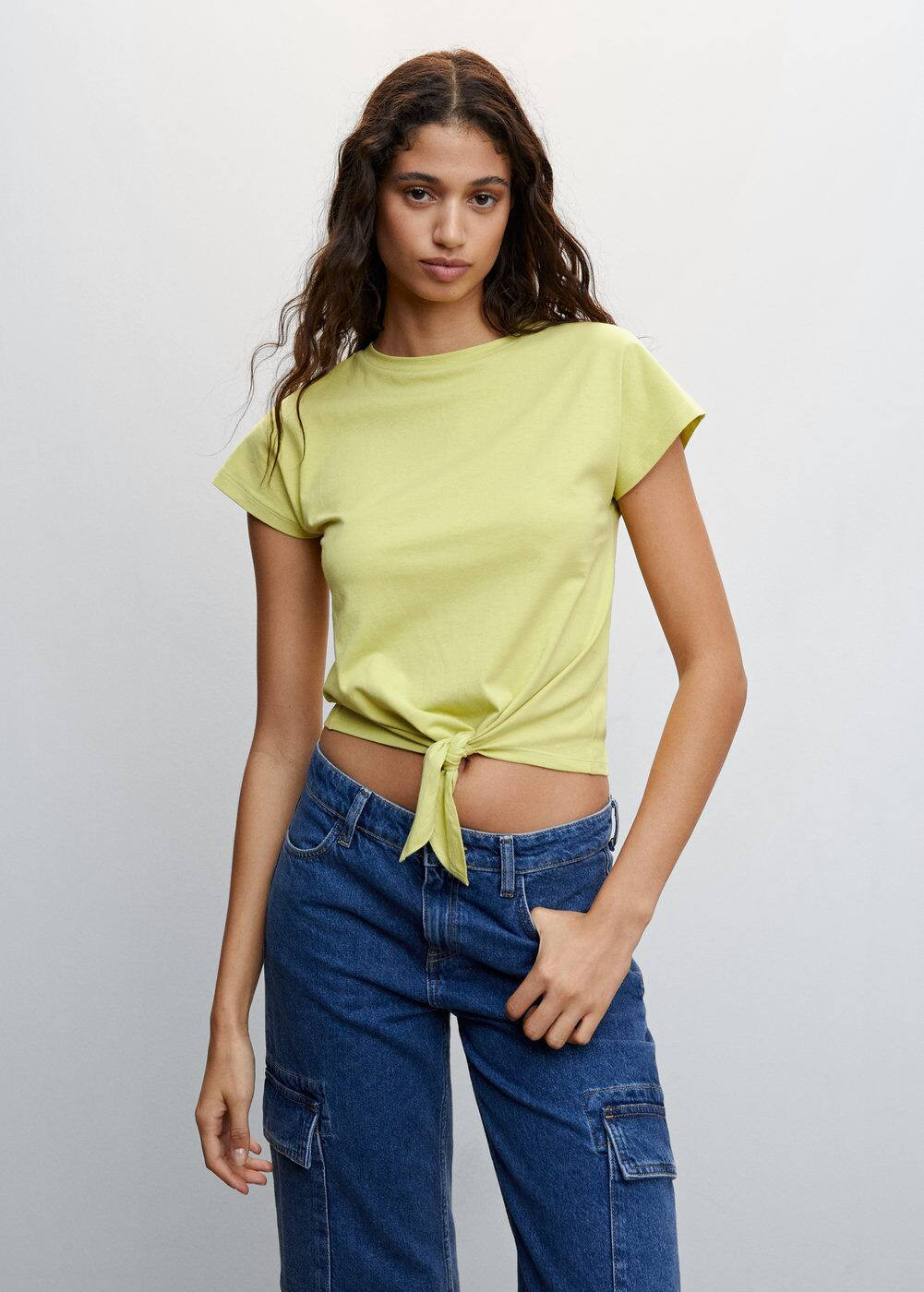 Knot detail t-shirt -  Women | Mango USA | MANGO (US)