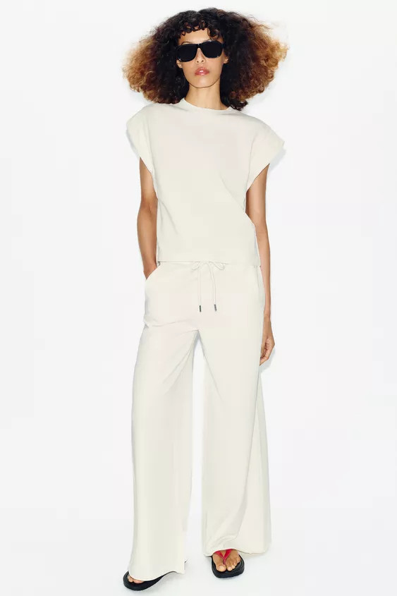 WIDE-LEG PLUSH TROUSERS | Zara UK