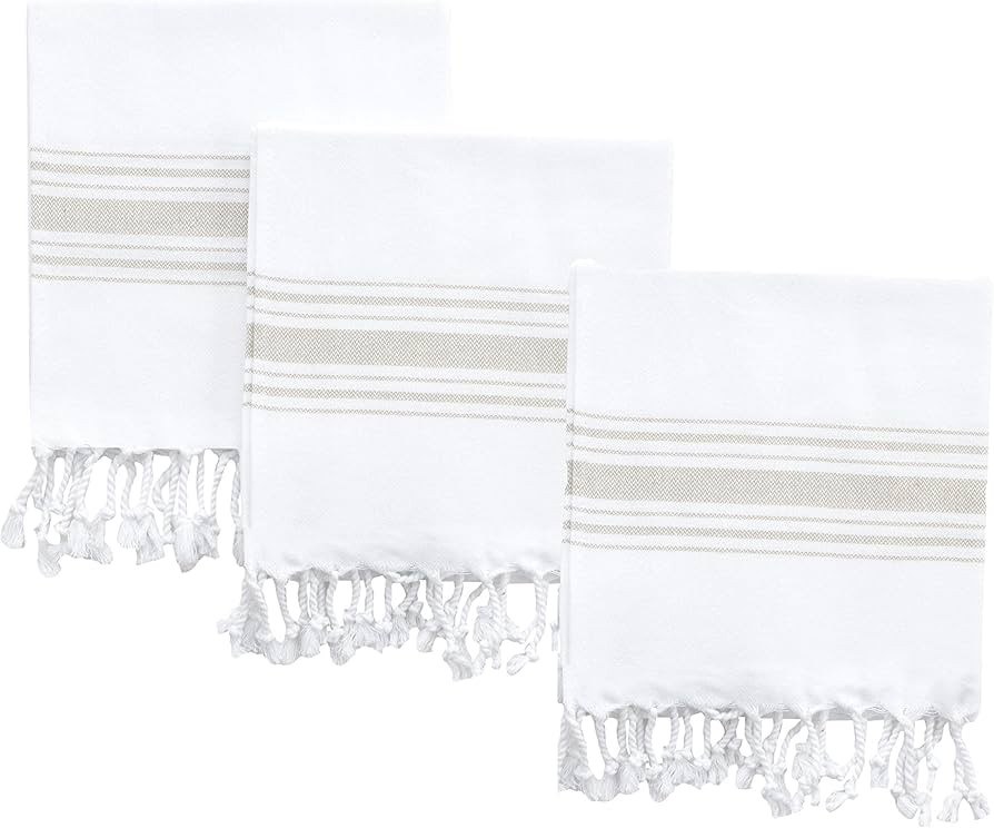 BAROOGA Hand Towels for Bathroom (Set of 3) Turkish Towel Decorative Farmhouse Towels for Kitchen... | Amazon (US)