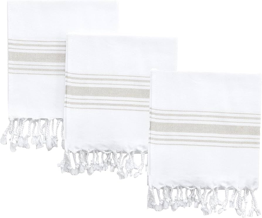 BAROOGA Hand Towels for Bathroom (Set of 3) Turkish Towel Decorative Farmhouse Towels for Kitchen... | Amazon (US)
