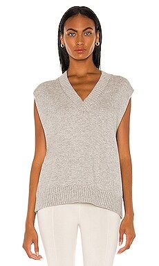 L'Academie Oversized Sweater Vest in Heather Grey from Revolve.com | Revolve Clothing (Global)