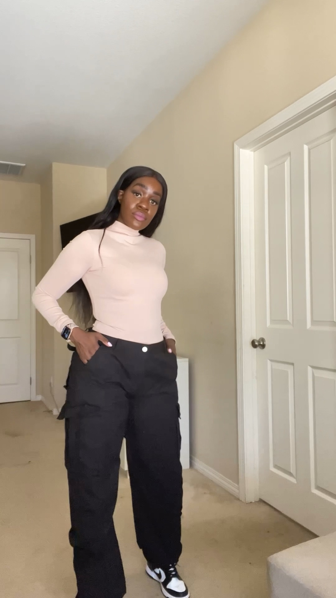 loving this blush bodysuit top paired with my cargo pants & sneakers. I’m obsessed! it’s giving what it needs to give 🖤 

#LTKfindsunder100 #LTKsalealert