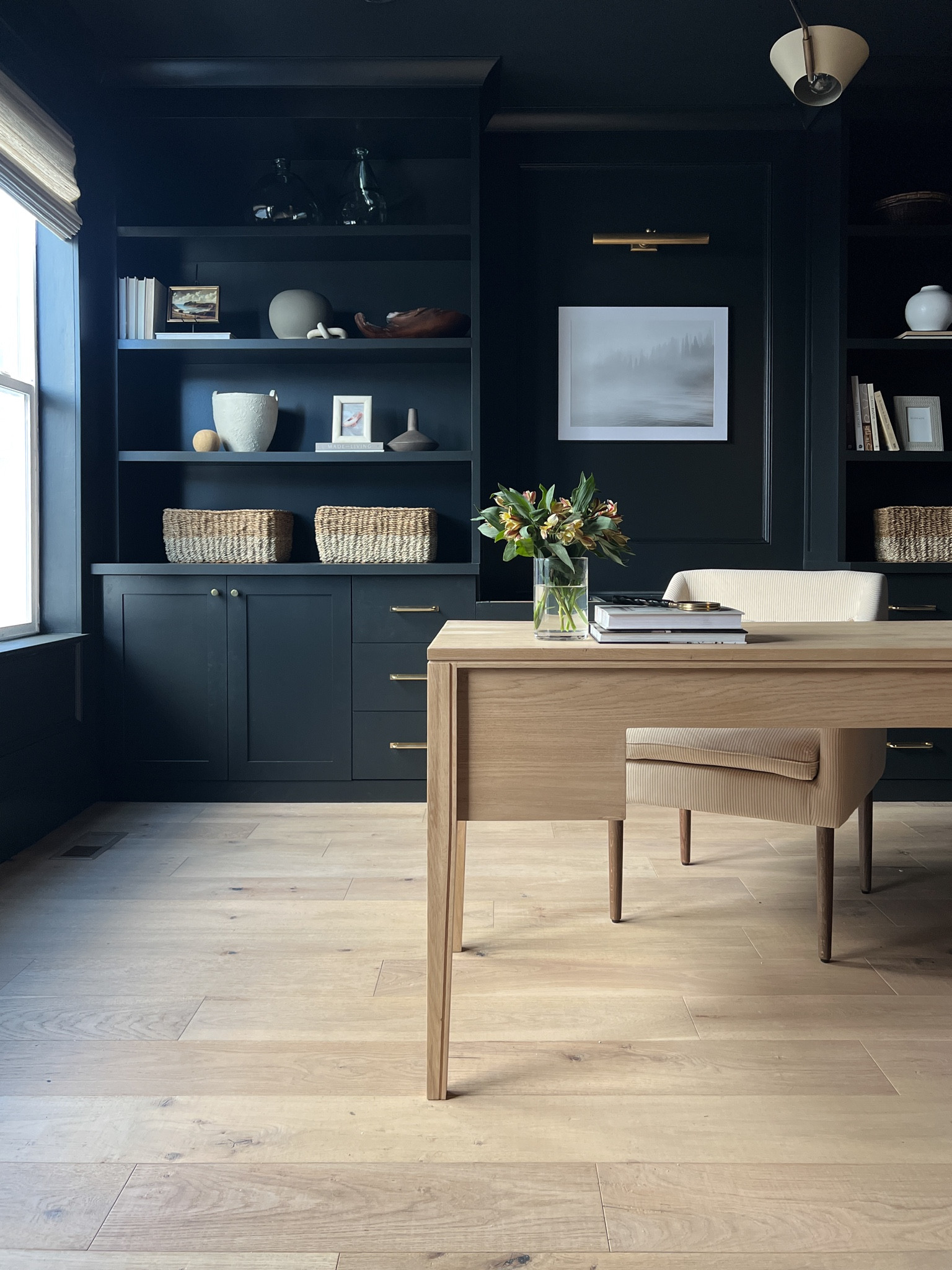 Moody office and shelf styling inspo 

Container store, McGee & co, woven baskets, white oak, white oaks desk, office desk, office chair, picture light, studio McGee, target, modern light, modern chandelier, chandelier 

#LTKstyletip #LTKunder100 #LTKhome