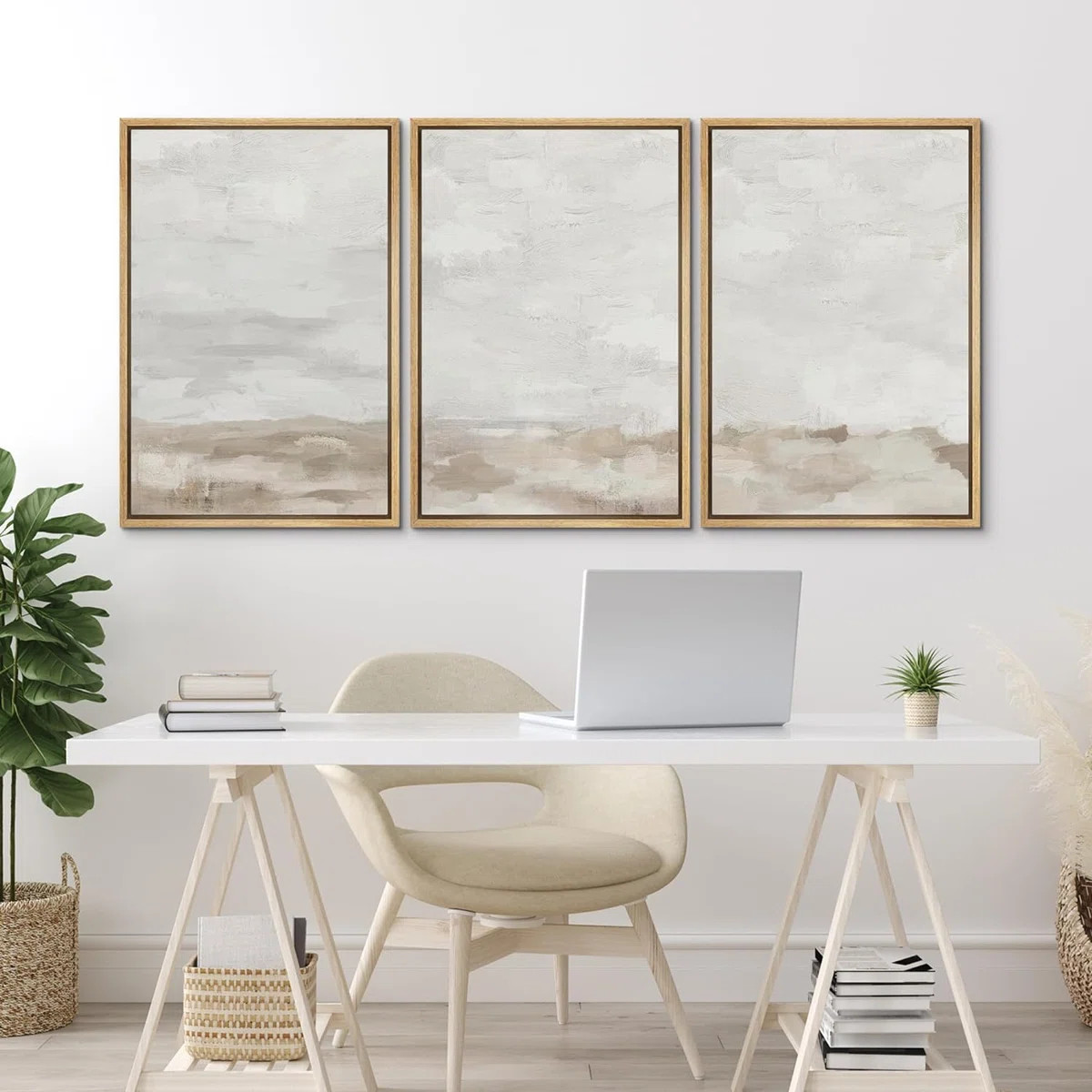 Minimal Landscape Muted Neutral Abstract Landscape Modern Organic Minimalist Canvas 3 Pieces Prin... | Wayfair North America