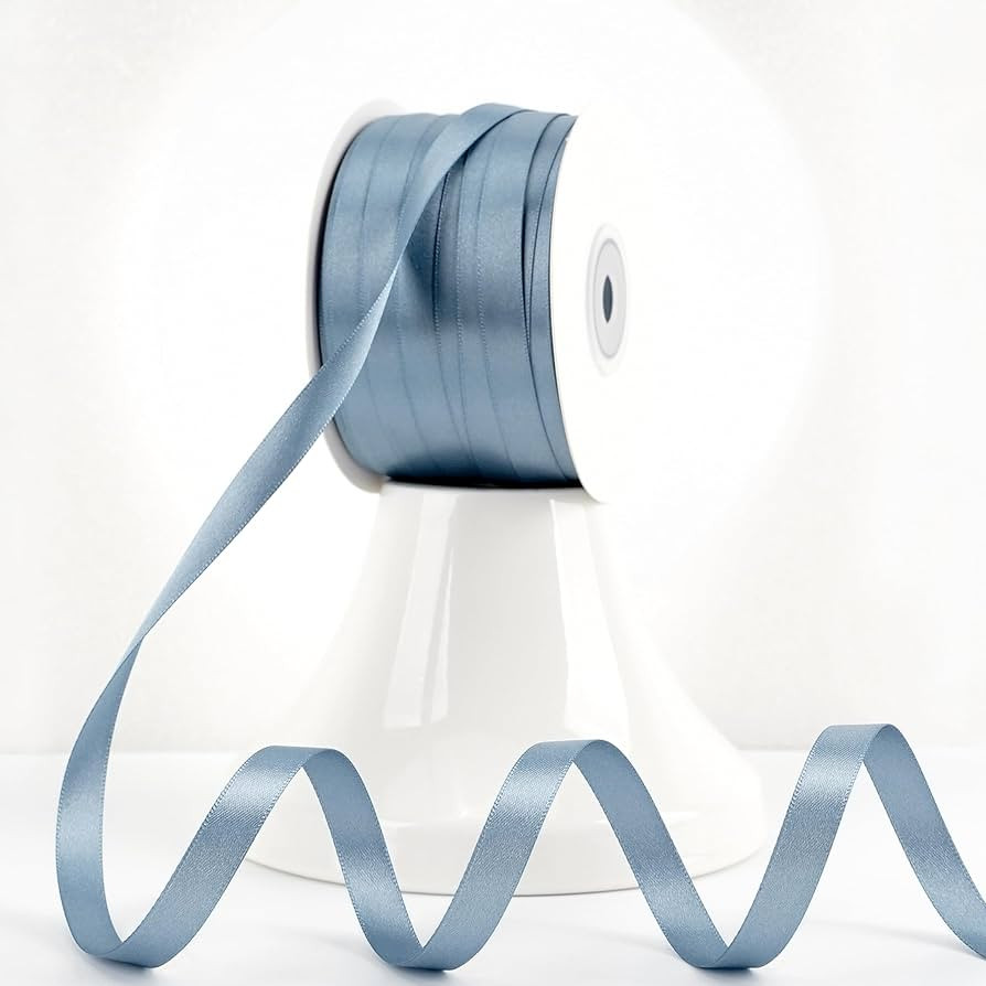 MEEDEE Dusty Blue Satin Ribbon 3/8 Inch Lux Double Sided Satin 100 Yards Roll Thin Blue Ribbon fo... | Amazon (US)