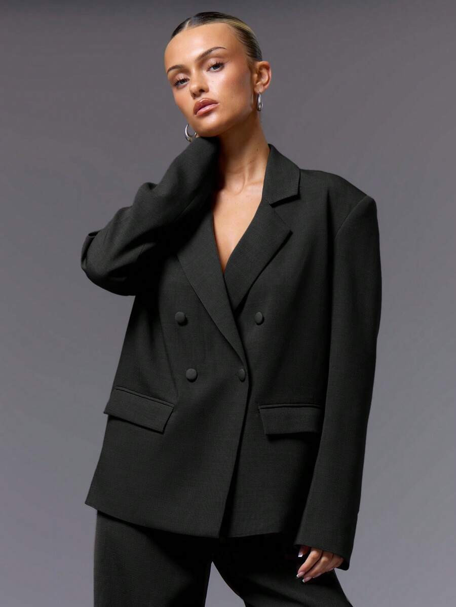 MUSERA Double Breasted Oversized Blazer | SHEIN