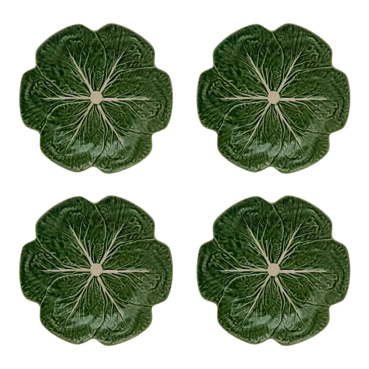 Bordallo Pinheiro Cabbage Dinner Plate, Green, Set of 4 | Chairish