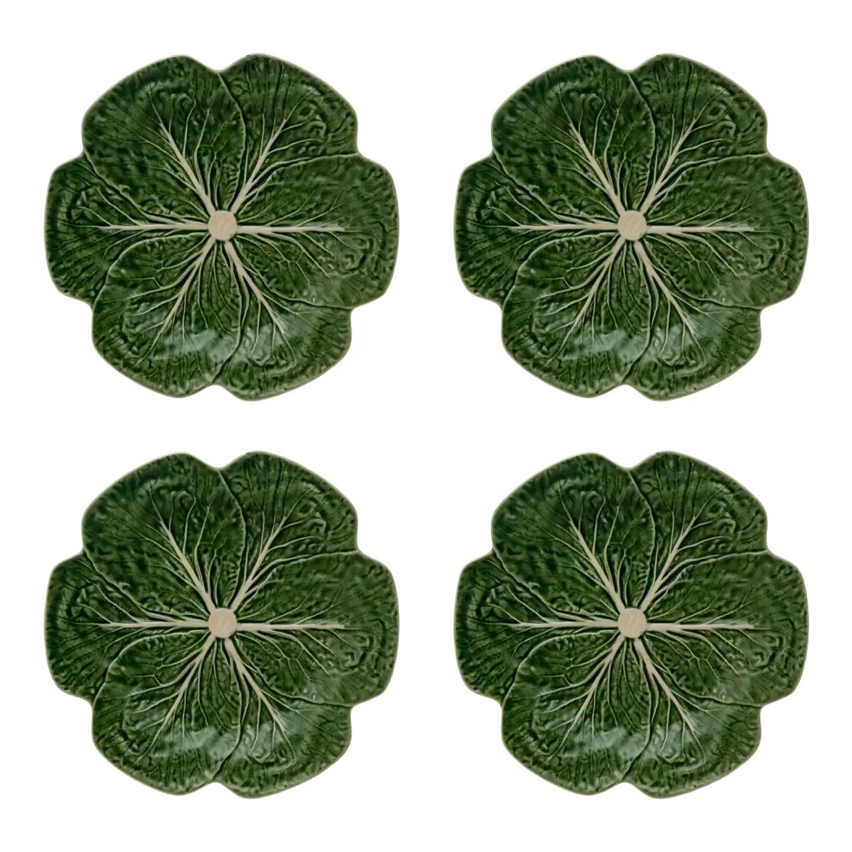 Bordallo Pinheiro Cabbage Dinner Plate, Green, Set of 4 | Chairish