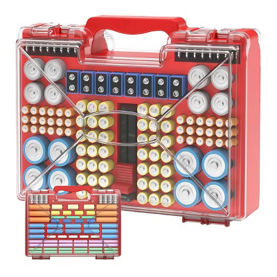 Aoibox Large Battery Organizer Storage Case with Tester Holds 185 Batteries Double-Sided 11.8x8.5x4.1 in for AA AAA C D 9V CR2 | Target