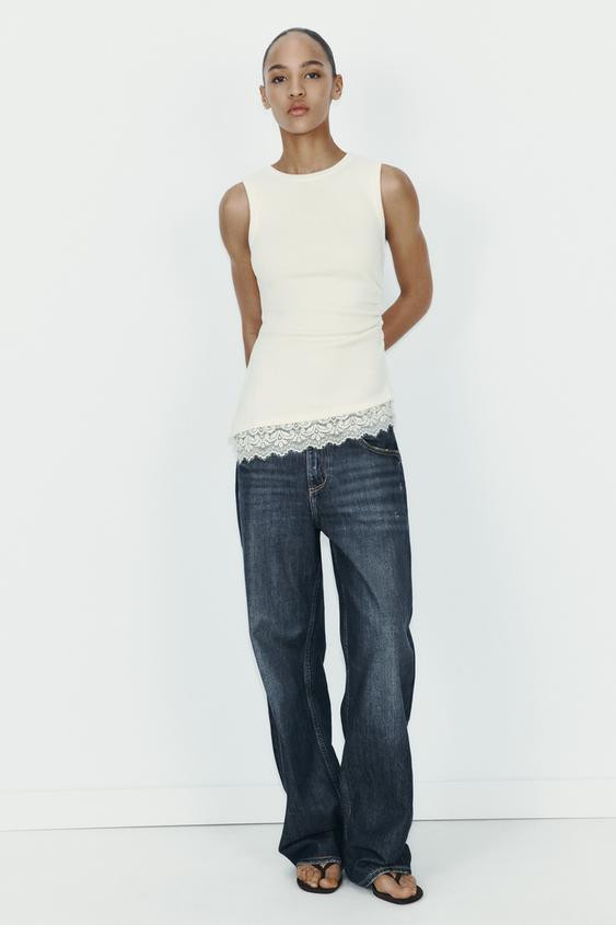LACE TRIM SLEEVELESS TOP | Zara AU