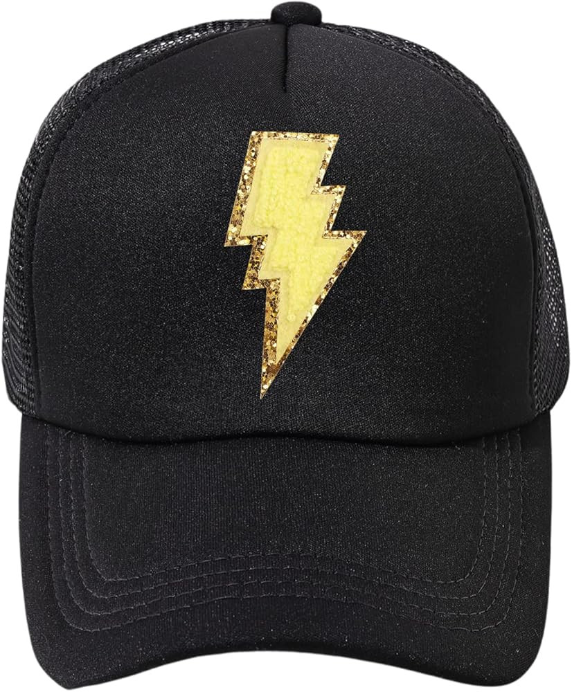 Lightning Bolt Hat Glitter Lightning Trucker Hats Women Cute Trendy Snapback Preppy Hat 80s Retro... | Amazon (US)
