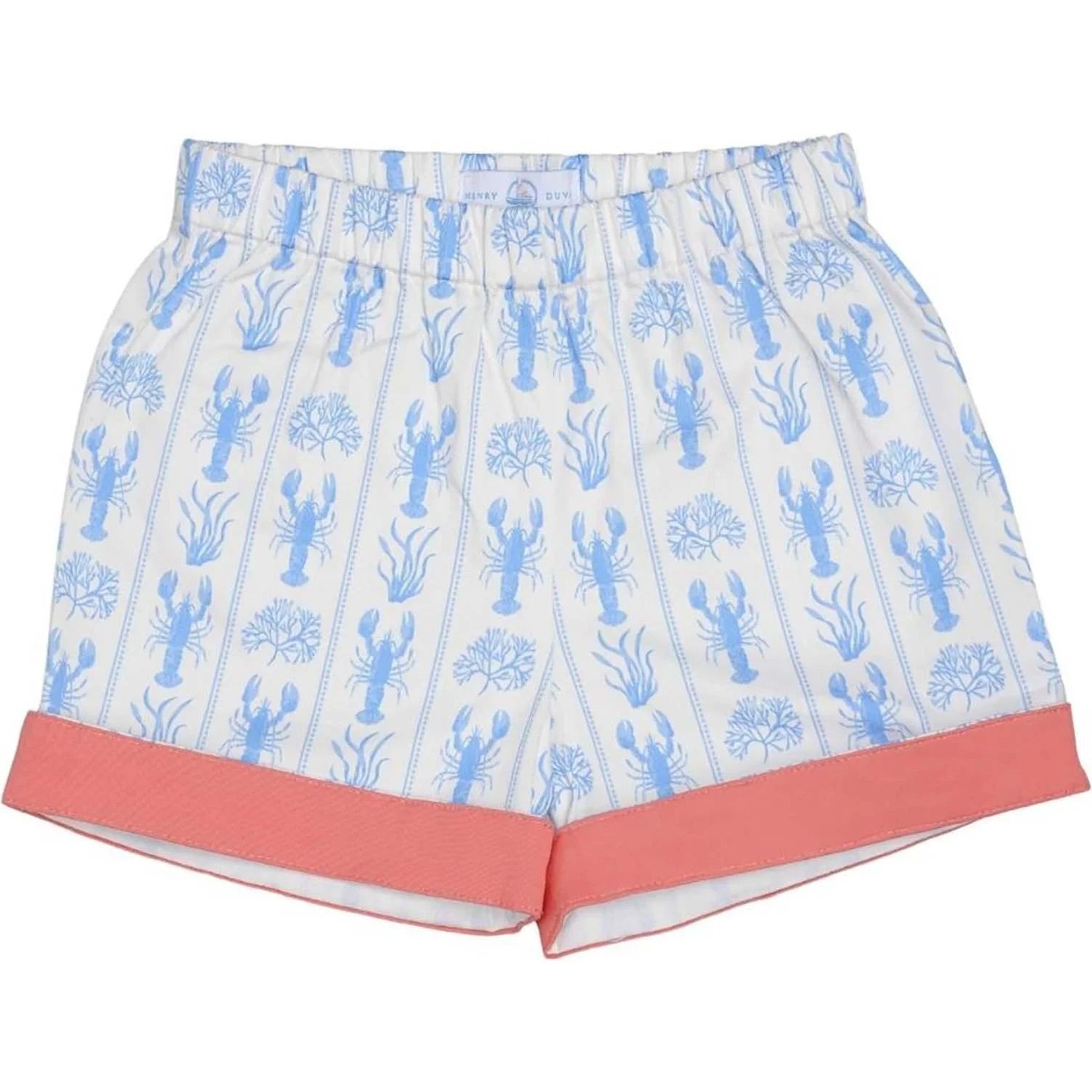 Wilkes Elastic Waist Contrast Rolled Cuff Shorts, Harbour Court Lobster | Maisonette