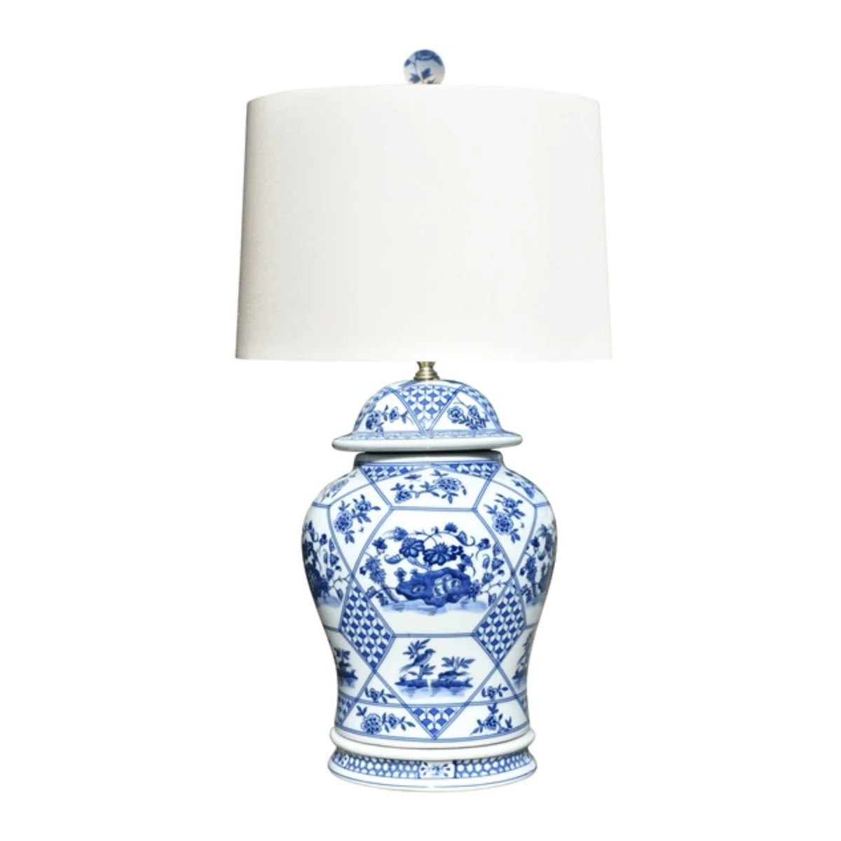 Blue & White Porcelain Temple Jar Lamp With Matching Porcelain Base | The Well Appointed House, LLC