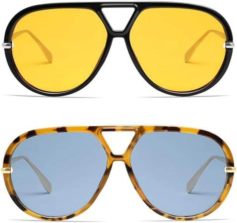 VANLINKER Oversized Trendy Polarized Aviator Sunglasses for Women Men Retro Round Sunglasses Vint... | Amazon (US)