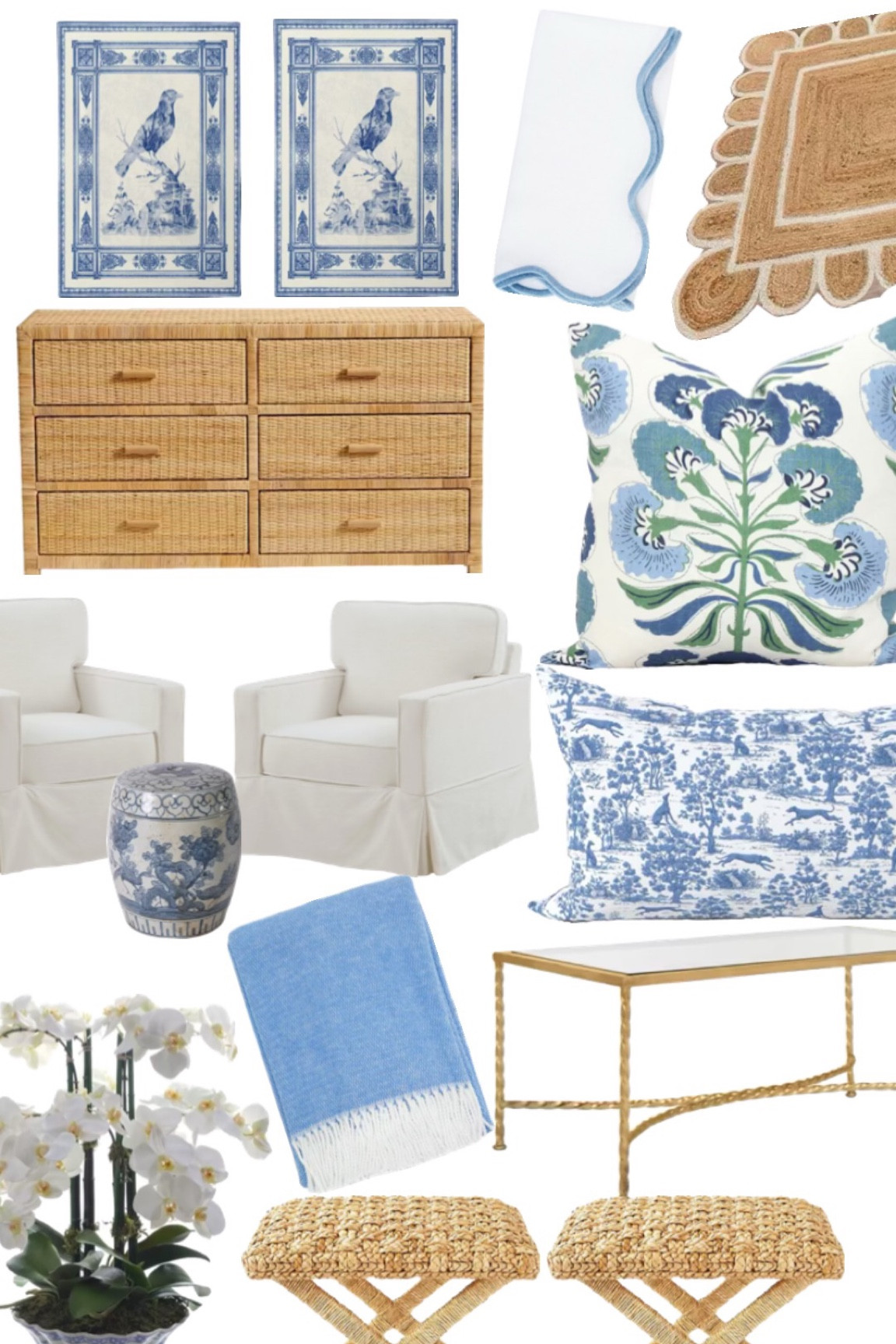 Grandmillenial mood board! coastal grandmother grandaughter chinoiserie chic blue and white forever colorful southern home traditional home rattan 

#LTKstyletip #LTKSale #LTKhome