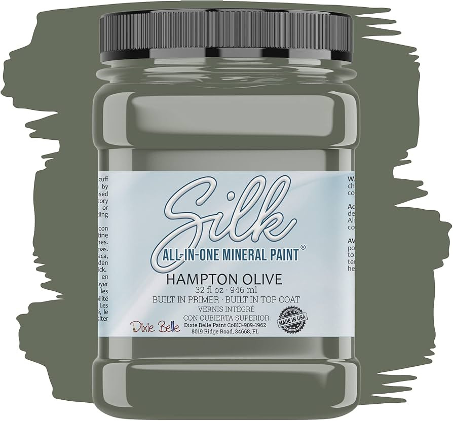 Dixie Belle Silk All-in-One Mineral Paint | Hampton Olive (32oz) | Olive Green All-in-One Water B... | Amazon (US)