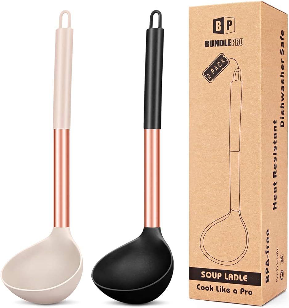 Pack of 2 Ladle Spoon,Silicone Large Spoon for Soup,Non Stick Kitchen Utensils with High Heat Res... | Amazon (US)