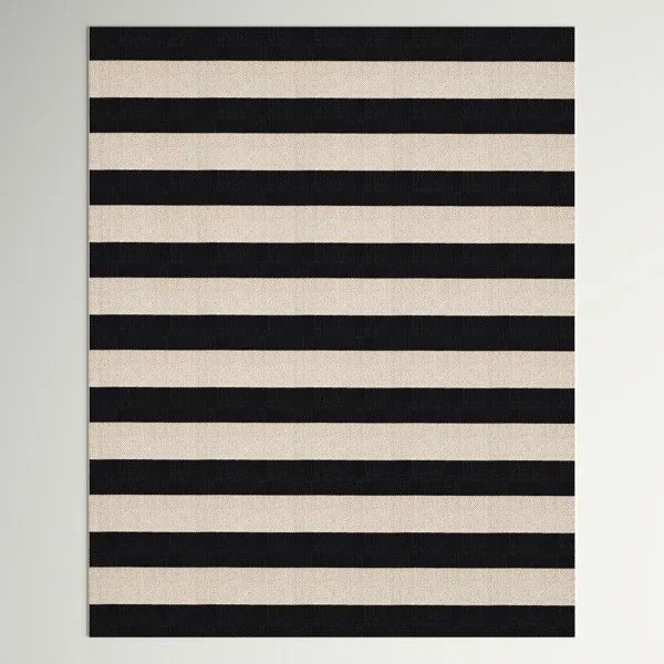 Ledbury Striped Beige/Black Indoor / Outdoor Area Rug | Wayfair North America