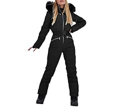 Aoysky Women Winter Onesies Ski Jumpsuit Outdoor Sports Snowsuit Fur Collar Coat Jumpsuit with Ho... | Amazon (US)