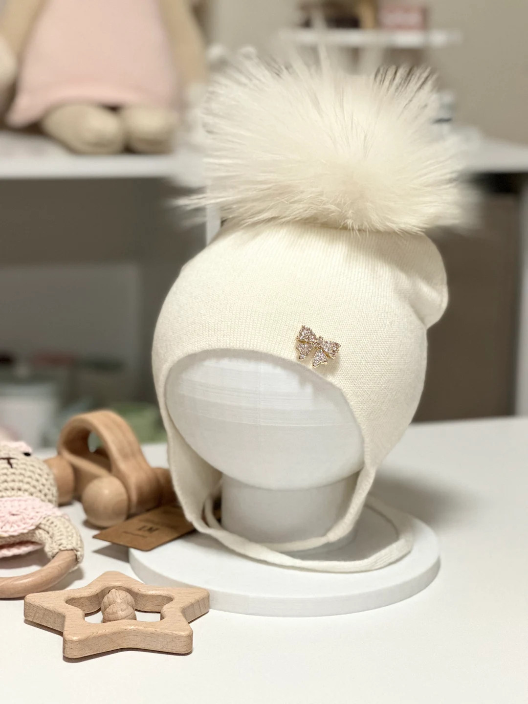 Australian Merino Wool Baby / Toddler Girl Hat With Raccoon - Etsy | Etsy (US)