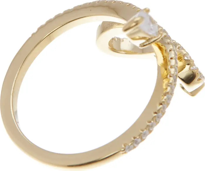 14K Gold Plated Swarovski Crystal Accented Winding Snake Ring | Nordstrom Rack
