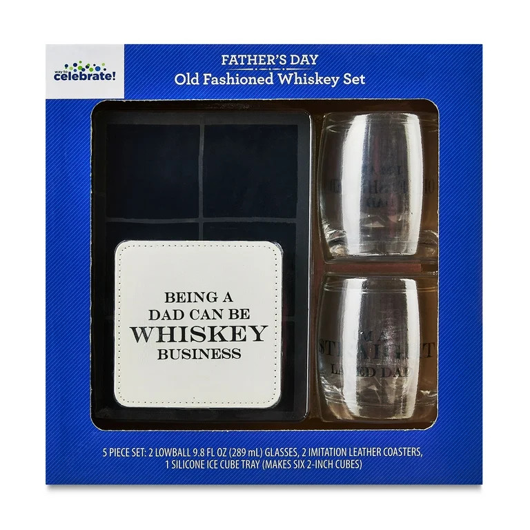 Father's Day Old Fashioned Dad Lowball Whiskey Glass Set, 9 oz, by Way To Celebrate - Walmart.com | Walmart (US)