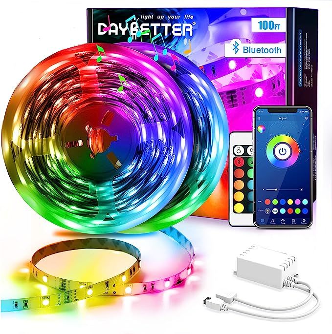 DAYBETTER Led Strip Lights 100ft (2 Rolls of 50ft) Smart Light Strips with App Control Remote, 50... | Amazon (US)