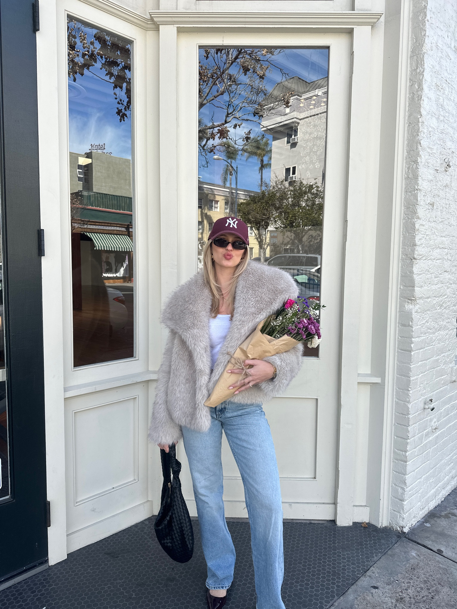 Coat is the Zara short fur coat 🤍