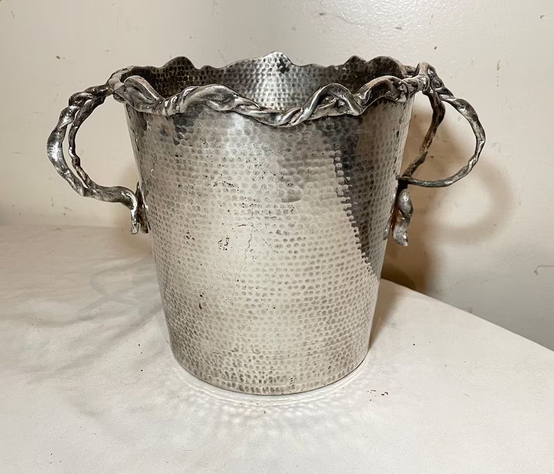 Vintage Hammered Silverplate Champagne Wine Bottle Chiller Vine Ice Bucket Pot - Etsy | Etsy (US)
