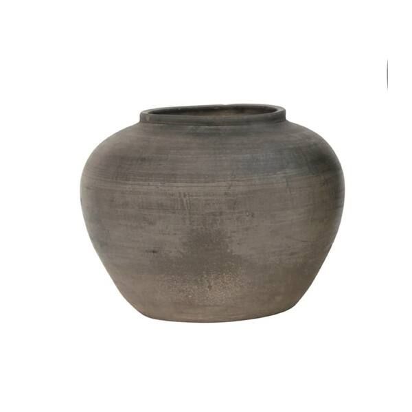 Lily's Living 8"W Small Black Ceramic Indoor Outdoor Vintage Pottery Jar, Home and Garden Decor (... | Bed Bath & Beyond