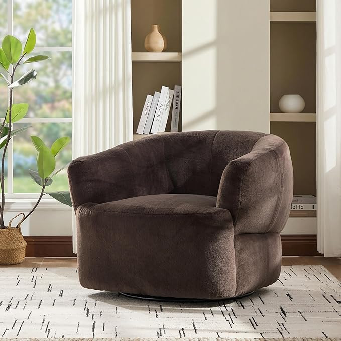 Christopher Knight Home Manie Plush Fabric 360° Swivel Accent Chair, Solid Wood Living Room Swiv... | Amazon (US)