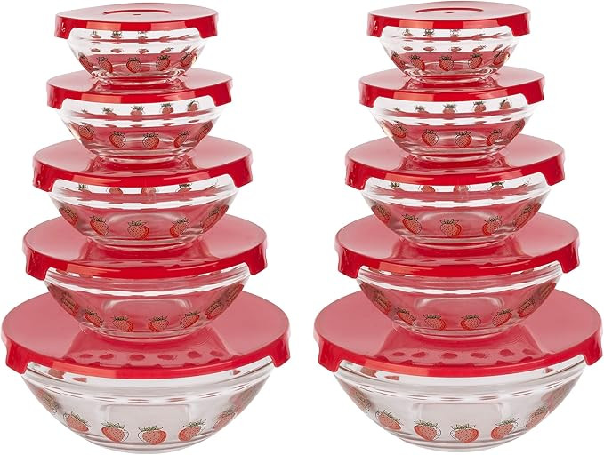 Classic Cuisine Glass Bowls with Lids Set - Mixing Bowls Set with Multiple Sizes for Storage, Mea... | Amazon (US)