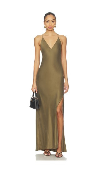 EAVES Lydia Silk Maxi Dress in Green. - size S | Revolve Clothing (Global)