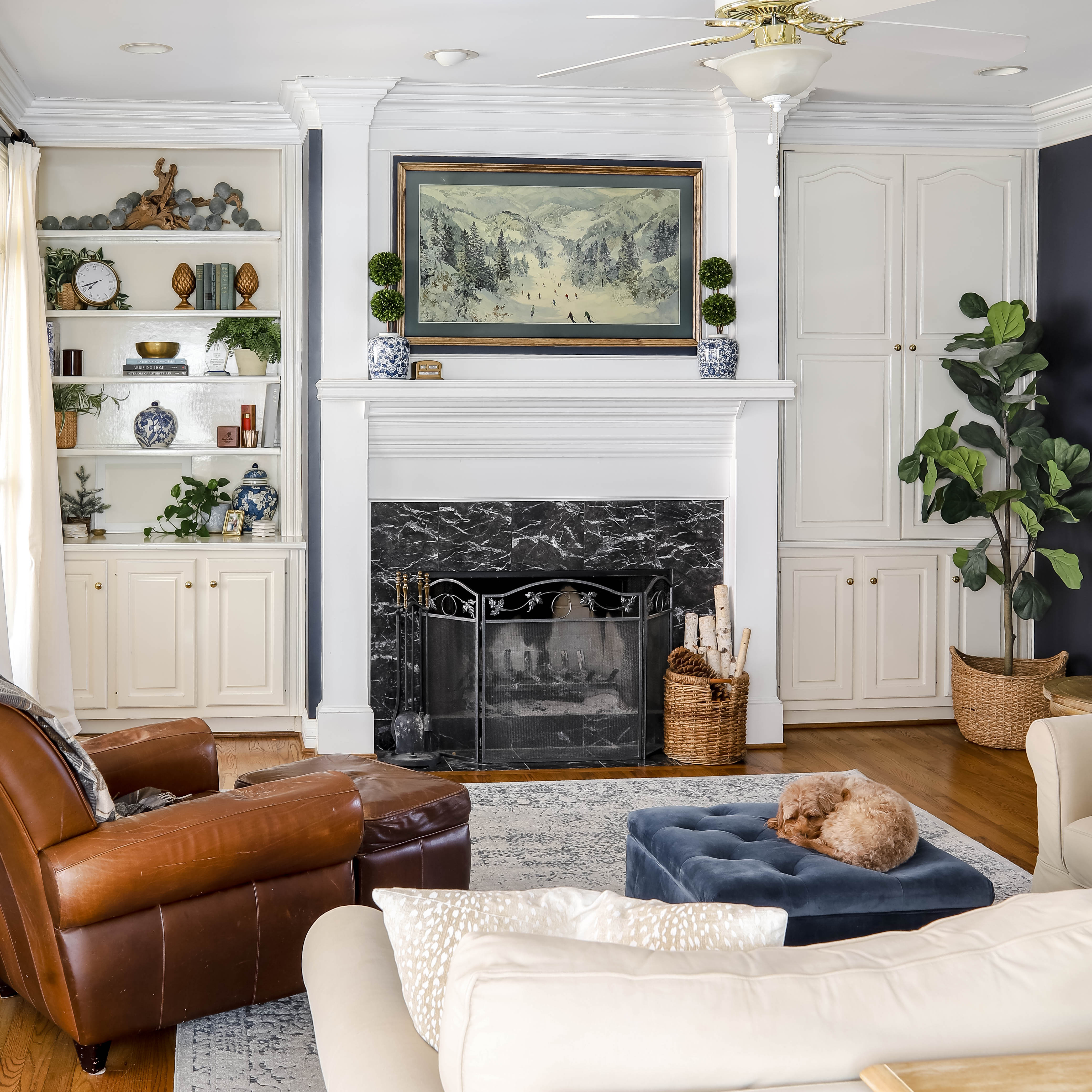 Can you spot my sweet dog? She loves to curl up on our cozy ottoman and sleep the day away! 

Winter decor, fireplace, cozy living room, winter living room decor, after Christmas decor 

 #LTKSeasonal #LTKHome