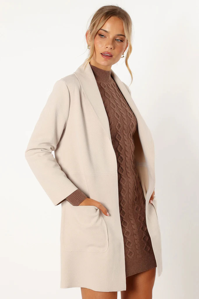 Veda Faux Suede Long Jacket - Bone | Petal & Pup (US)